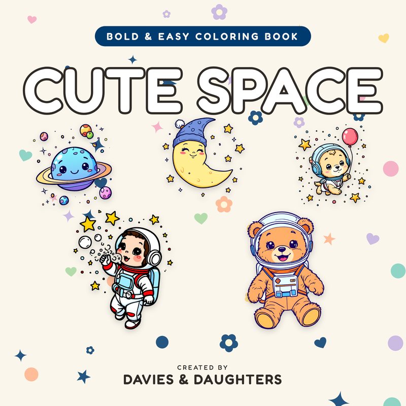 Cute Space coloring book cover